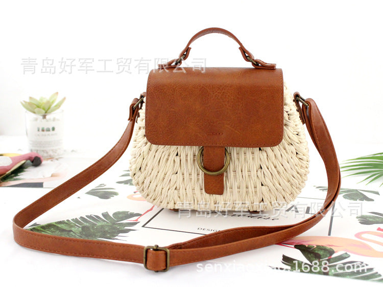 One piece on behalf of the new retro straw bag Yuandou messenger beach bag casual woven women's bag rattan bag