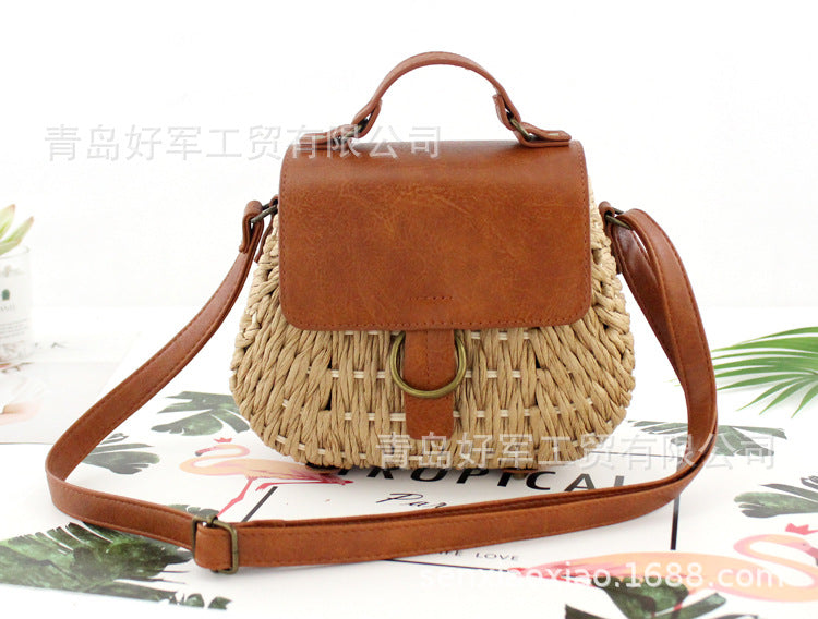 One piece on behalf of the new retro straw bag Yuandou messenger beach bag casual woven women's bag rattan bag