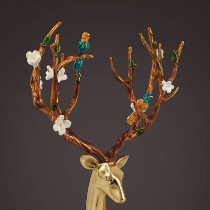 Modern Light Luxury Brass Deer Entrance Decoration Enamel