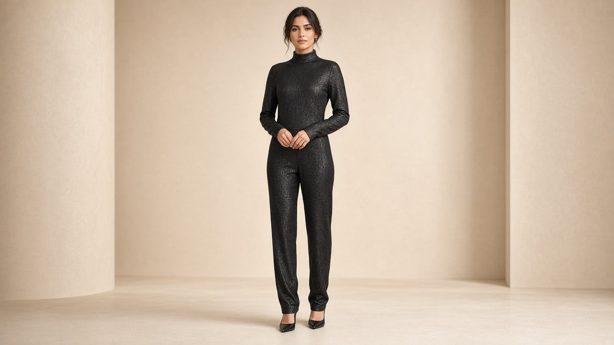 Metallic Knit Slim Jumpsuit