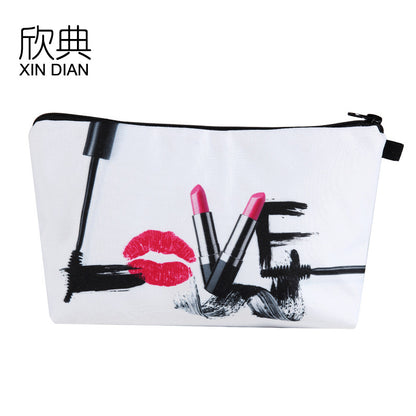 2018 Amazon Explosion models 3D Love printing European and American makeup bag clutch bag ladies multi-function storage bag