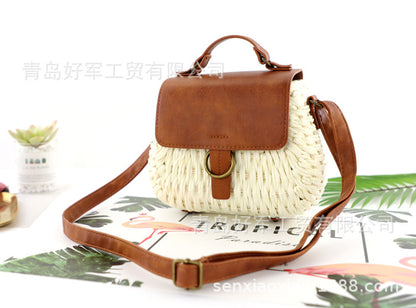 One piece on behalf of the new retro straw bag Yuandou messenger beach bag casual woven women's bag rattan bag