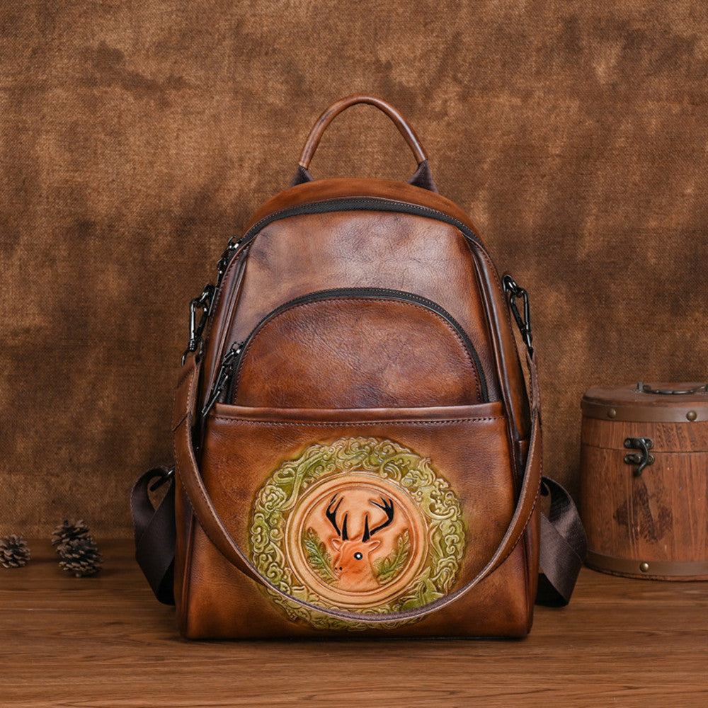 Large Capacity Backpack With Personalized Deer Head Design