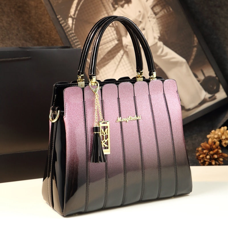 Gradient Patchwork Block Middle-aged Women's Bag