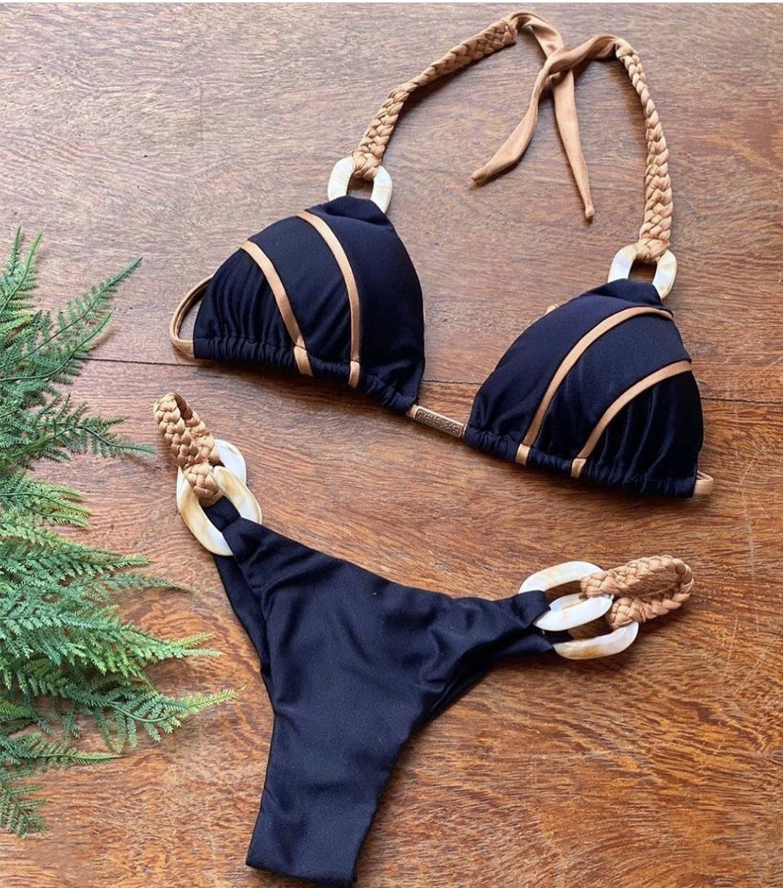 Cross-border Swimsuit 2025 New AliExpress Amazon Solid Color Strap Bikini European and American Sexy Swimwear