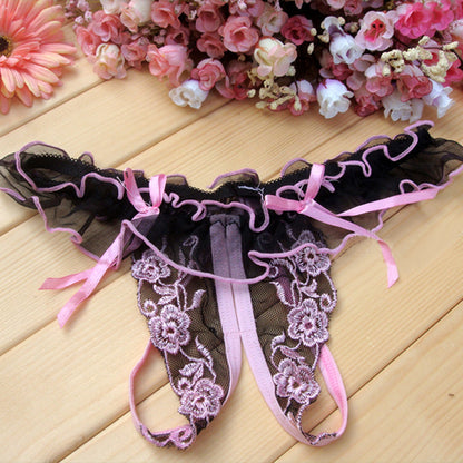 Crotch Transparent Underwear Temptation Feminine One-size Panties Cute Lace Thong Live Action