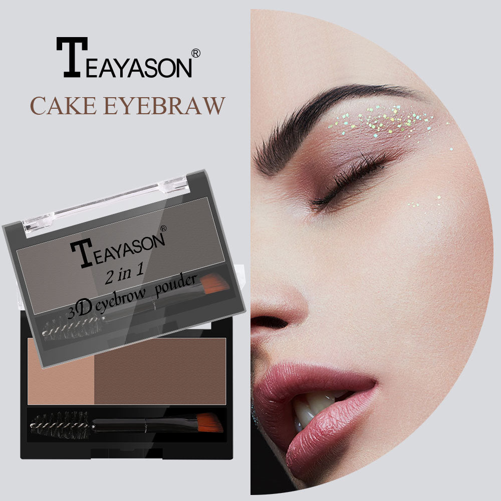 Cross-border makeup lazy seal eyebrow powder two-color with eyebrow brush, eyebrow thrush seal artifact, one word for one second to print the eyebrow