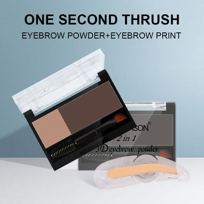 Cross-border makeup lazy seal eyebrow powder two-color with eyebrow brush, eyebrow thrush seal artifact, one word for one second to print the eyebrow