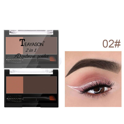 Cross-border makeup lazy seal eyebrow powder two-color with eyebrow brush, eyebrow thrush seal artifact, one word for one second to print the eyebrow