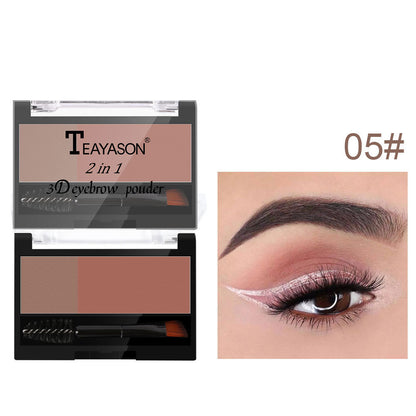 Cross-border makeup lazy seal eyebrow powder two-color with eyebrow brush, eyebrow thrush seal artifact, one word for one second to print the eyebrow