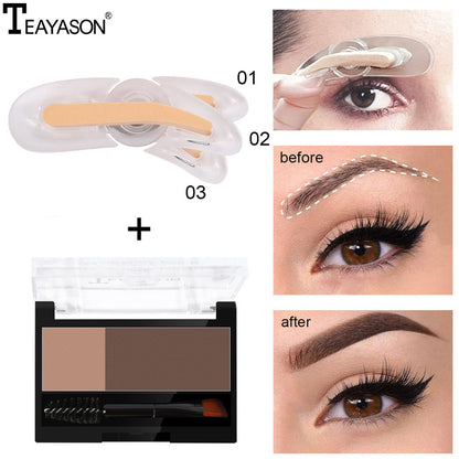 Cross-border makeup lazy seal eyebrow powder two-color with eyebrow brush, eyebrow thrush seal artifact, one word for one second to print the eyebrow