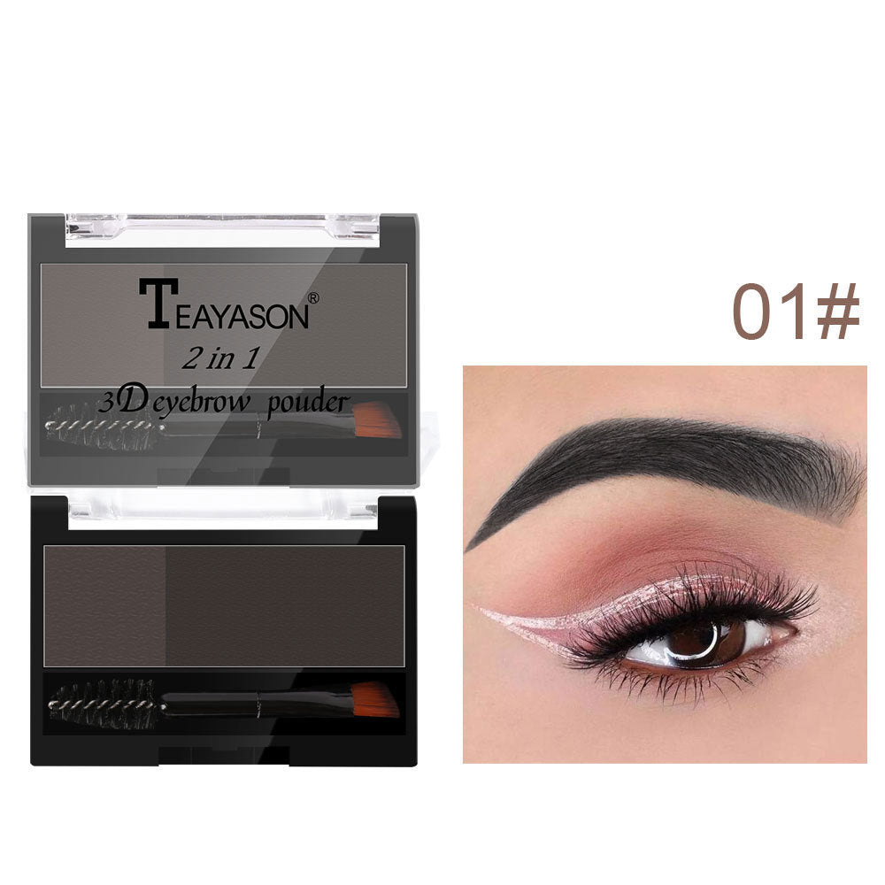 Cross-border makeup lazy seal eyebrow powder two-color with eyebrow brush, eyebrow thrush seal artifact, one word for one second to print the eyebrow