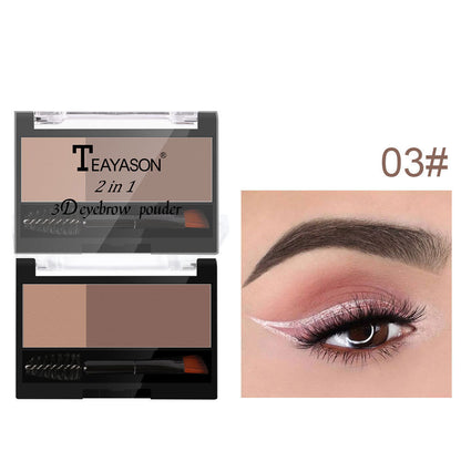 Cross-border makeup lazy seal eyebrow powder two-color with eyebrow brush, eyebrow thrush seal artifact, one word for one second to print the eyebrow