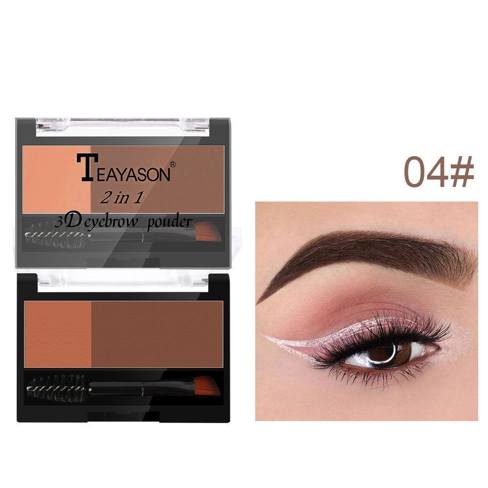 Cross-border makeup lazy seal eyebrow powder two-color with eyebrow brush, eyebrow thrush seal artifact, one word for one second to print the eyebrow