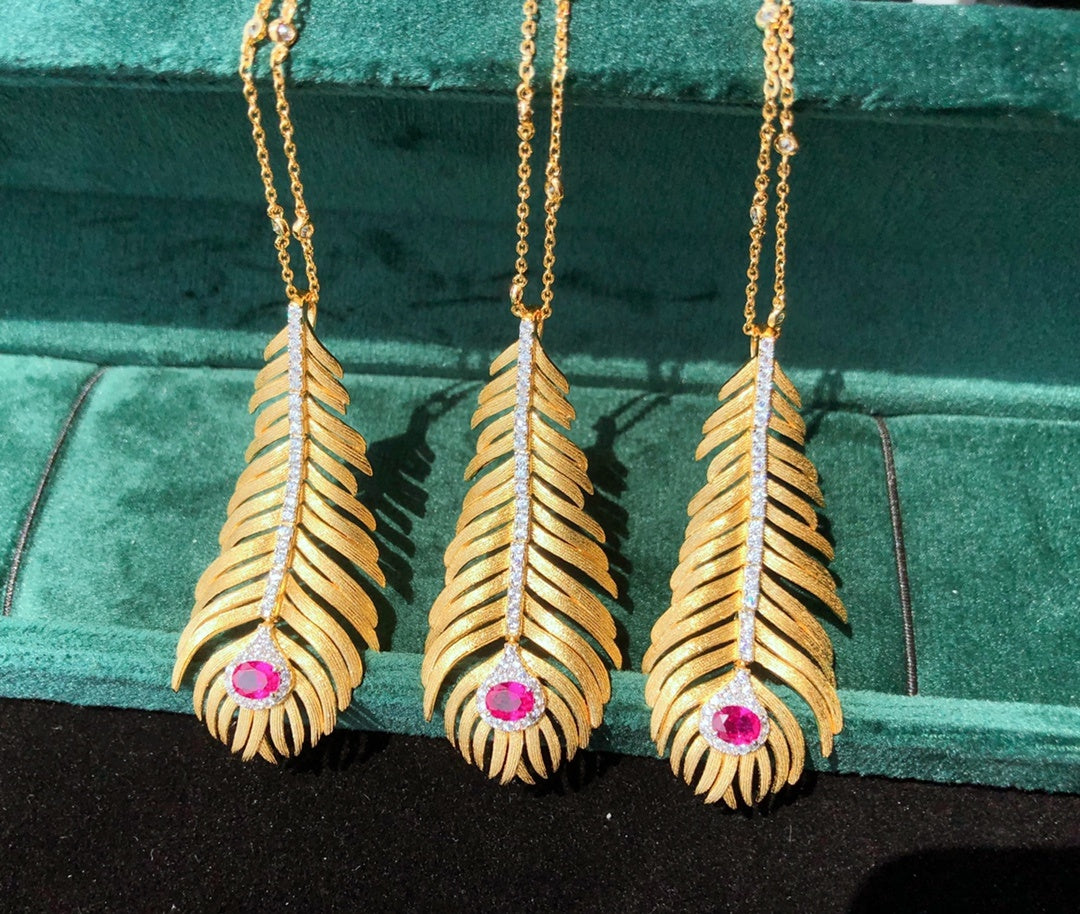 Light Luxury 925 Silver Brushed Feather Pendant Necklace