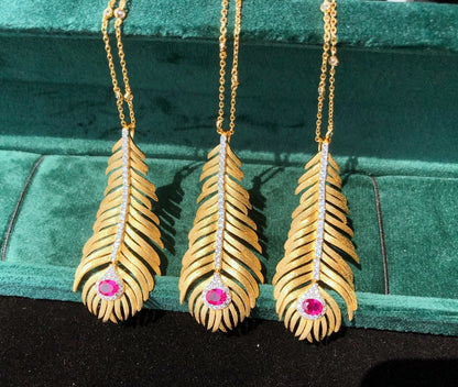 Light Luxury 925 Silver Brushed Feather Pendant Necklace