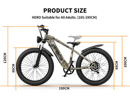 52V All-Terrain E-Bike  26x4.0 Fat Tire Electric Bike 20 AH Extended-Range Battery & Hydraulic Disc Brakes