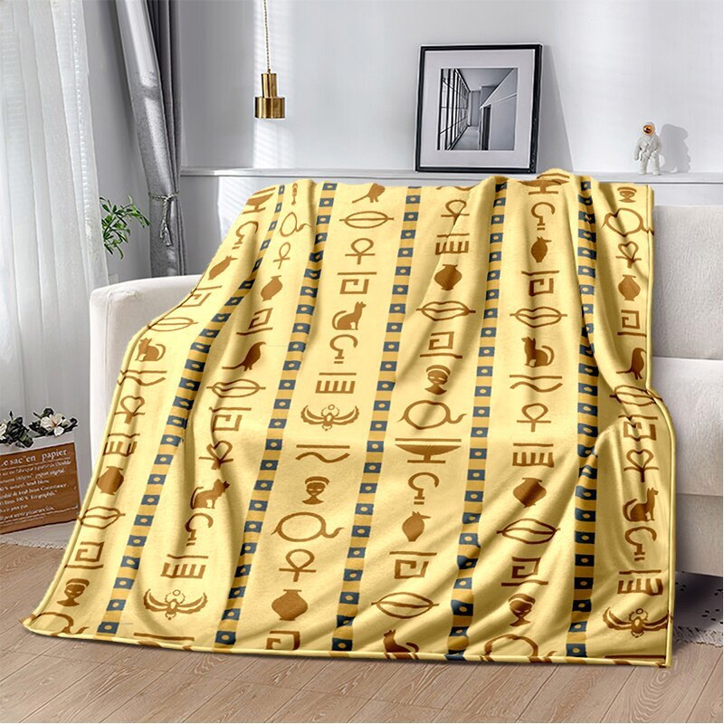 Ancient Egypt Mysterious Symbol 3D Digital Printing Flannel Nap Blanket Wholesale