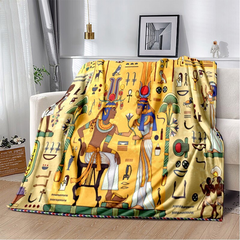 Ancient Egypt Mysterious Symbol 3D Digital Printing Flannel Nap Blanket Wholesale