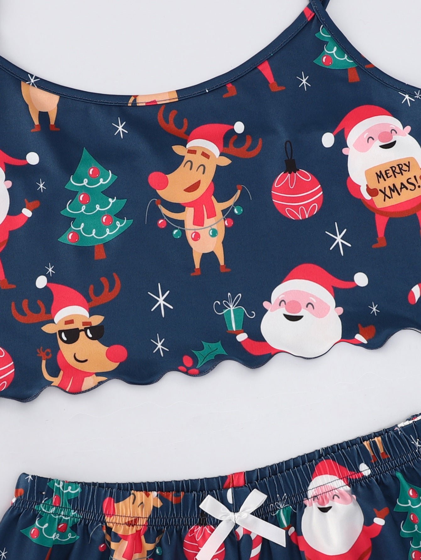 Christmas Old Printed Vest Camisole Top Shorts Home Wear Suit