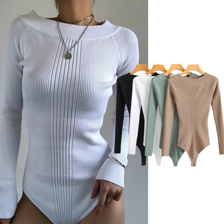 Off-shoulder Knitted Jumpsuit Women's Clothing