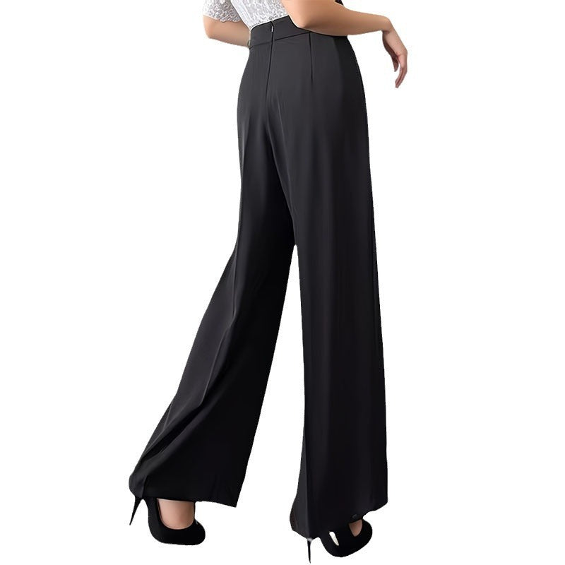 Solid Color High Waist Drooping Wide Leg Pants