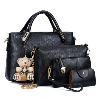 Cross-border women's bag 2024 new fashion leisure bear four-piece set mother-and-child bag shoulder crossbody handbag women's bag wholesale