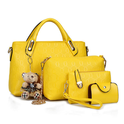 Cross-border women's bag 2024 new fashion leisure bear four-piece set mother-and-child bag shoulder crossbody handbag women's bag wholesale