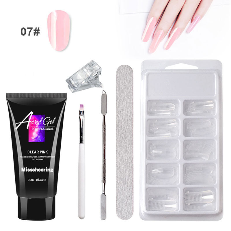 Cross-border painless extension glue nail manicure paper-free tray fast extension crystal model painless crystal glue set