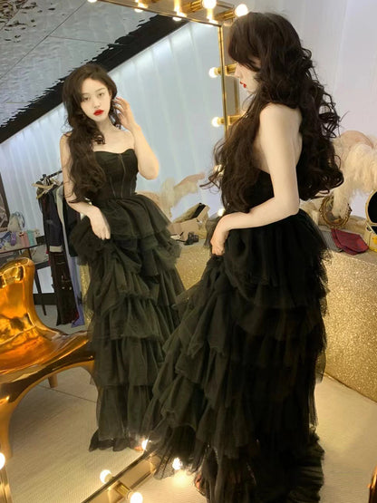 Women's Light Luxury Niche Black Evening Dress