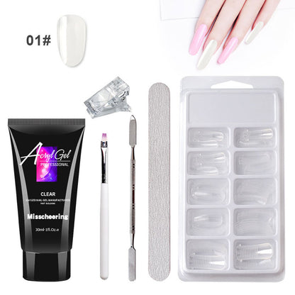 Cross-border painless extension glue nail manicure paper-free tray fast extension crystal model painless crystal glue set