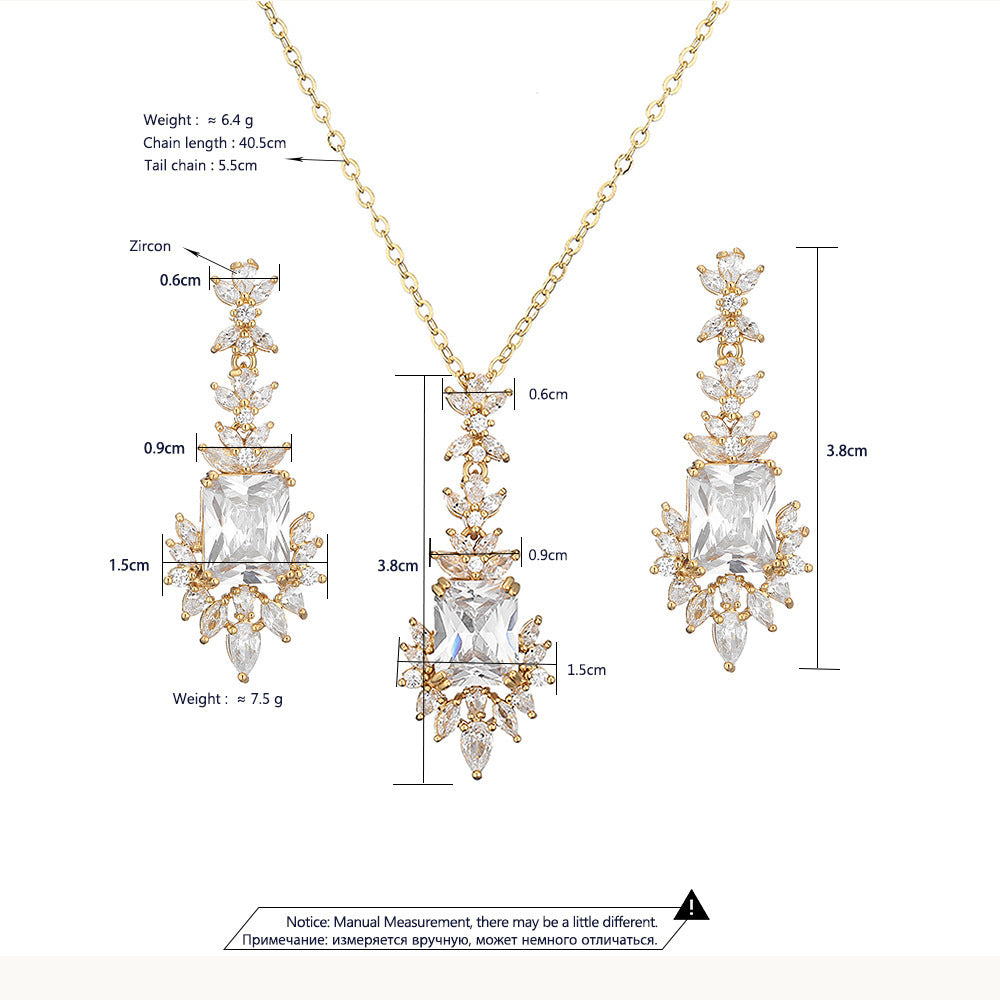 Designer Model Light Luxury Colored Gems Blue Jewelry Suit Ladies