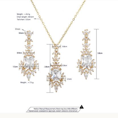 Designer Model Light Luxury Colored Gems Blue Jewelry Suit Ladies