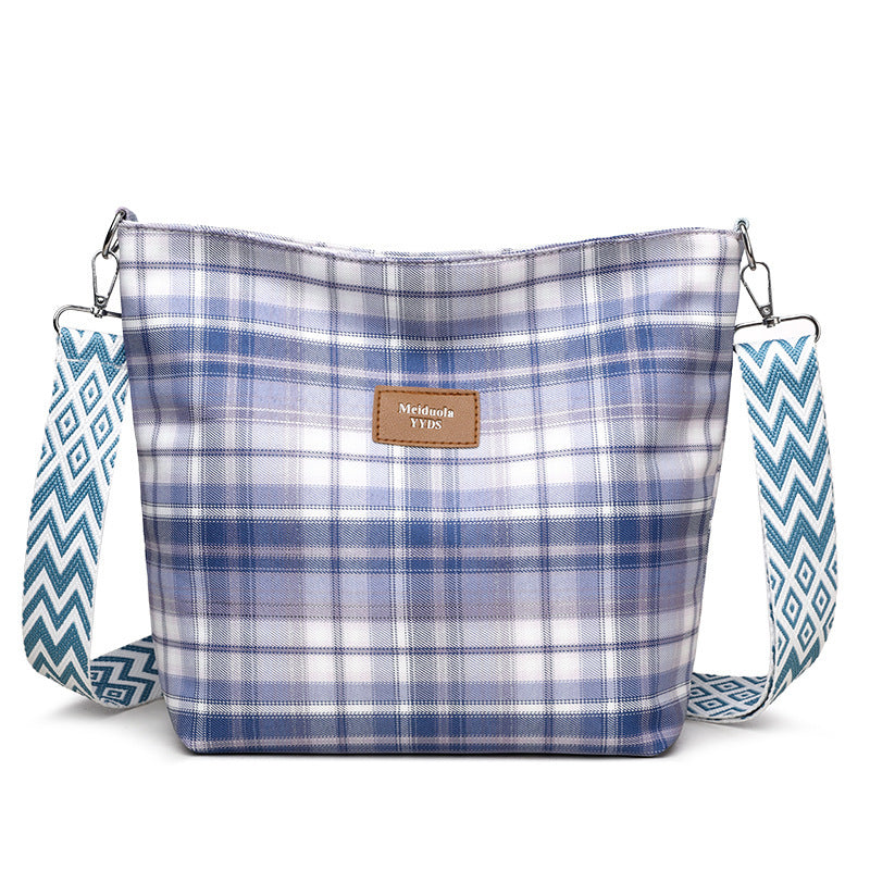 Large Capacity Contrast Color Check One-shoulder Versatile Commuter Messenger Bag