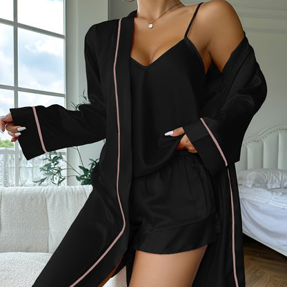 Suspender Shorts Nightgown Three-piece Set