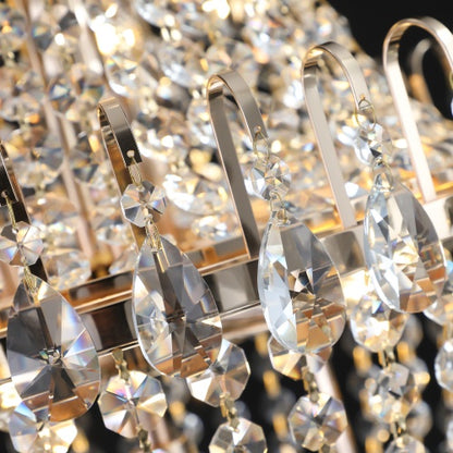 Golden Crystal Chandelier, Large Modern Luxury Chandelier, Suitable For Living Room, Dining Room, Bedroom, Hallway - No Bulb