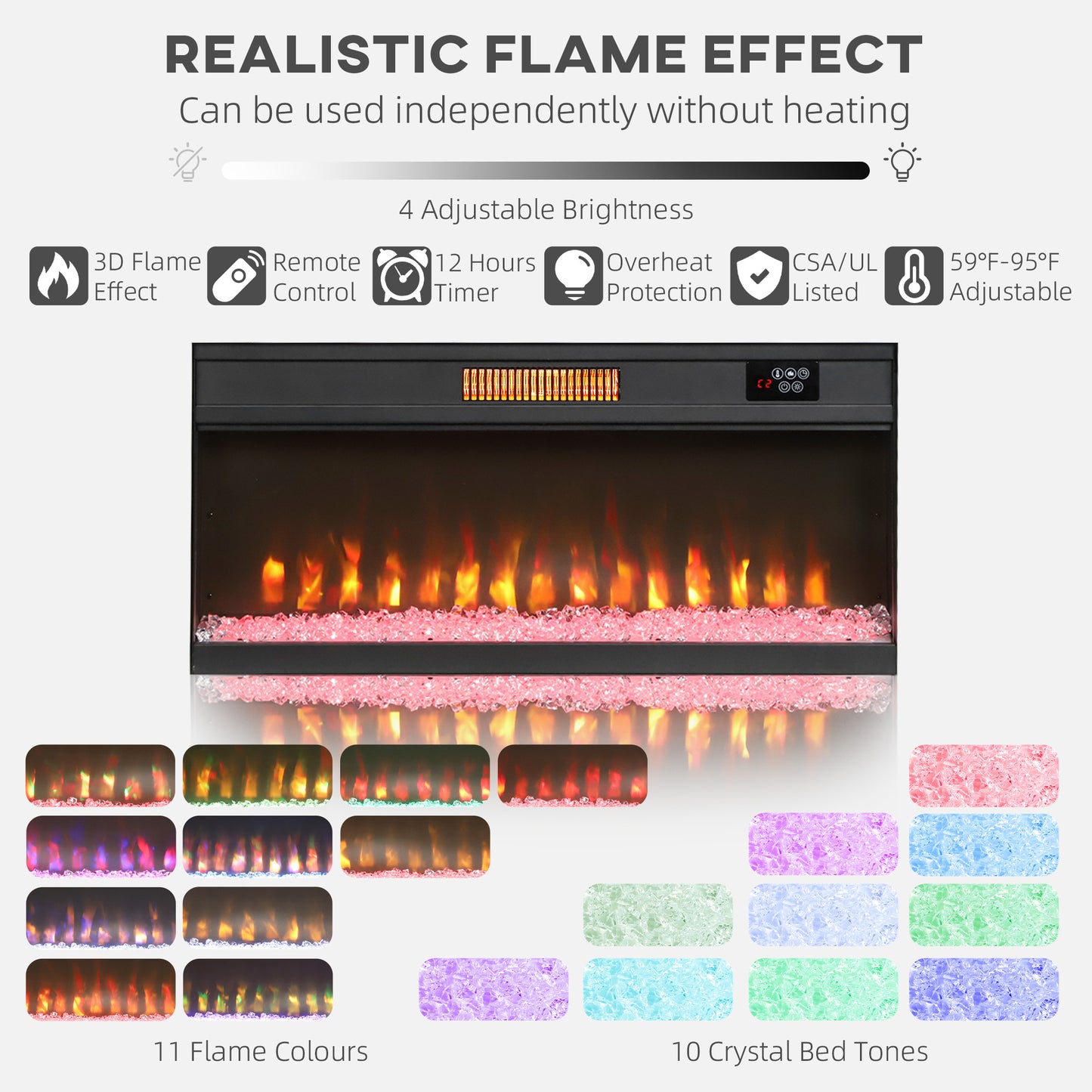 Fireplace TV Stand for TVs Up to TV Console with Electric Fireplace