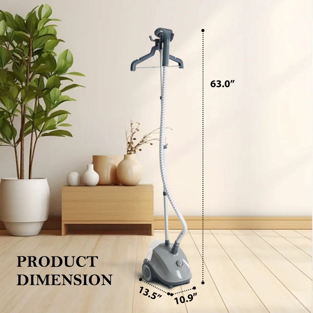 Standing Garment Steamer, 1500W Powerful Steamer For Clothes With Roll Wheels, 1.7L Water Tank For 55 Min Continuous Steaming