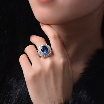 Shipei Jewelry New 925 Sterling Silver Inlaid 5 Karat Egg-shaped 1012 High Carbon Rhinestone Ring Luxury Women
