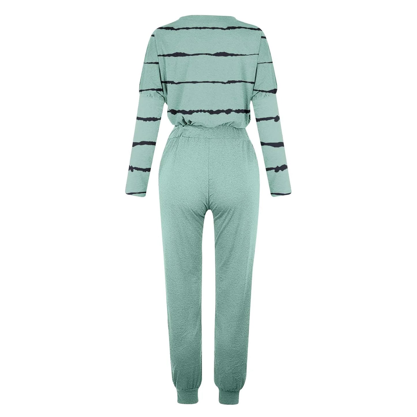 Two Piece Outfits for Women Jogging Suits Casual Striped Printed Long Sleeve Sweatsuits Jogger Pants Workout Athletic Tracksuits with Pockets