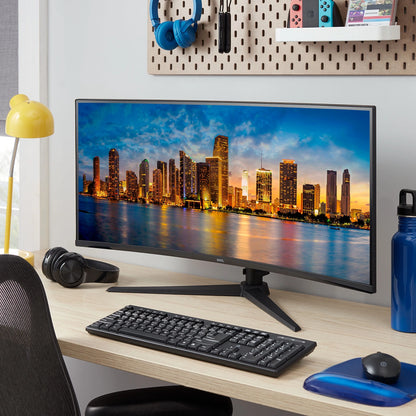 34" Curved Ultrawide WQHD (3440 X 1440P) 120Hz Bezel-Less Office Monitor with Cable, Black