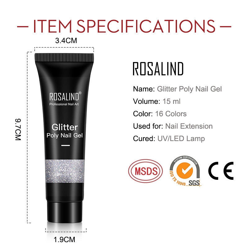 Rosalind Explosive Pearlescent Extension Glue 15ml Phototherapy Crystal Nail Polish Glue UV Glue Nail Art Quick Extension Liquid