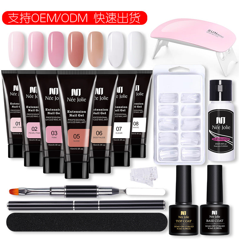 15ml Nail Extension Glue Set Nail Mold Double-ended Brush Nail Crystal Extension Glue Set Nail Polish Glue Set