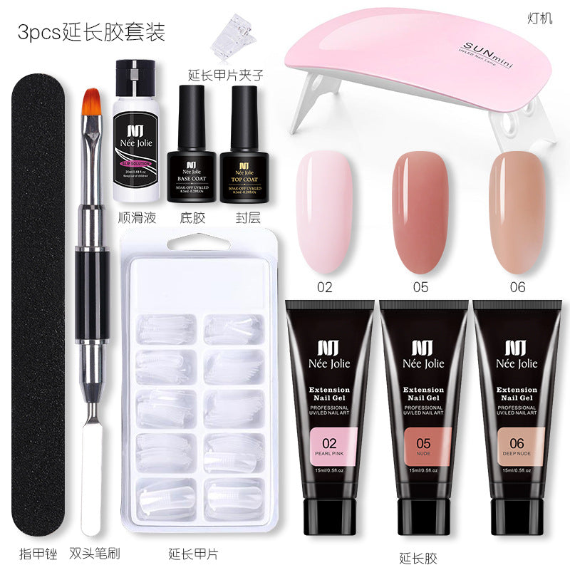 15ml Nail Extension Glue Set Nail Mold Double-ended Brush Nail Crystal Extension Glue Set Nail Polish Glue Set