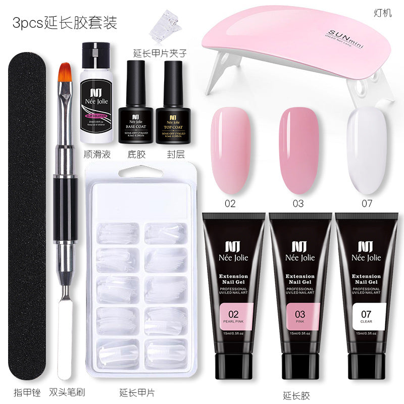 15ml Nail Extension Glue Set Nail Mold Double-ended Brush Nail Crystal Extension Glue Set Nail Polish Glue Set