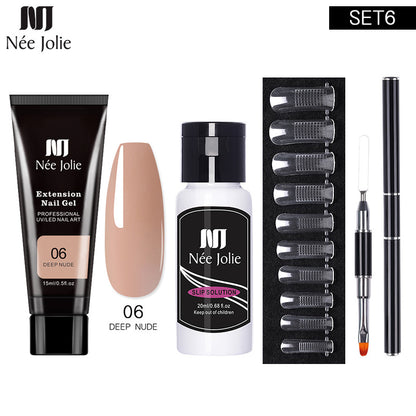 Nee Jolie Nail Art Solid Extender Set Paper Free Extender Crystal Glue Paste Gel Set