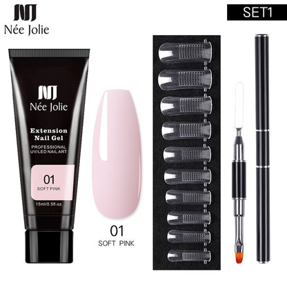 Nee Jolie Nail Art Solid Extender Set Paper Free Extender Crystal Glue Paste Gel Set