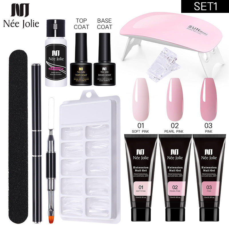 Nee Jolie Nail Art Solid Extender Set Paper Free Extender Crystal Glue Paste Gel Set