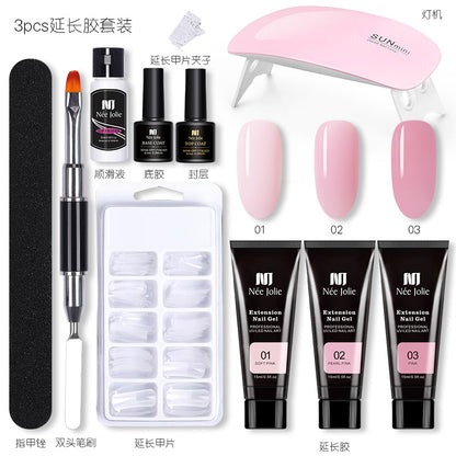 15ml Nail Extension Glue Set Nail Mold Double-ended Brush Nail Crystal Extension Glue Set Nail Polish Glue Set