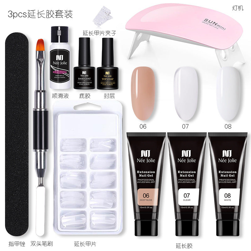 15ml Nail Extension Glue Set Nail Mold Double-ended Brush Nail Crystal Extension Glue Set Nail Polish Glue Set